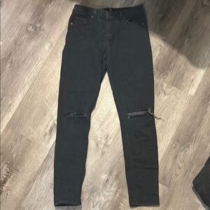 Just Black High Rise Black Skinny Jeans with Ripped Knees